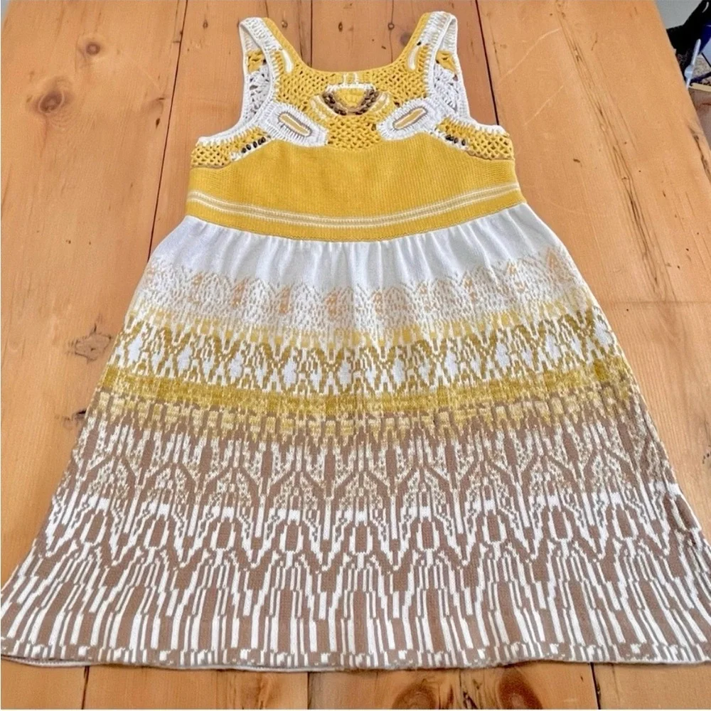 FREE PEOPLE Congo Crochet Mini Sweater Dress Tunic Tank Vest - Medium